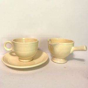 Vintage Fiesta Ivory Teacup, saucer, and creamer